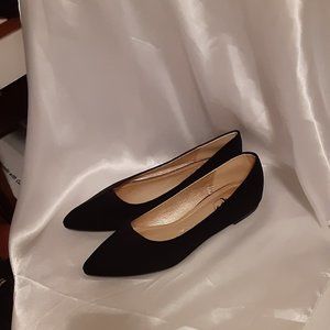 Sz 7 Trary, Shoes for Life, Black Suede Flats with Pointed Toe NWOB